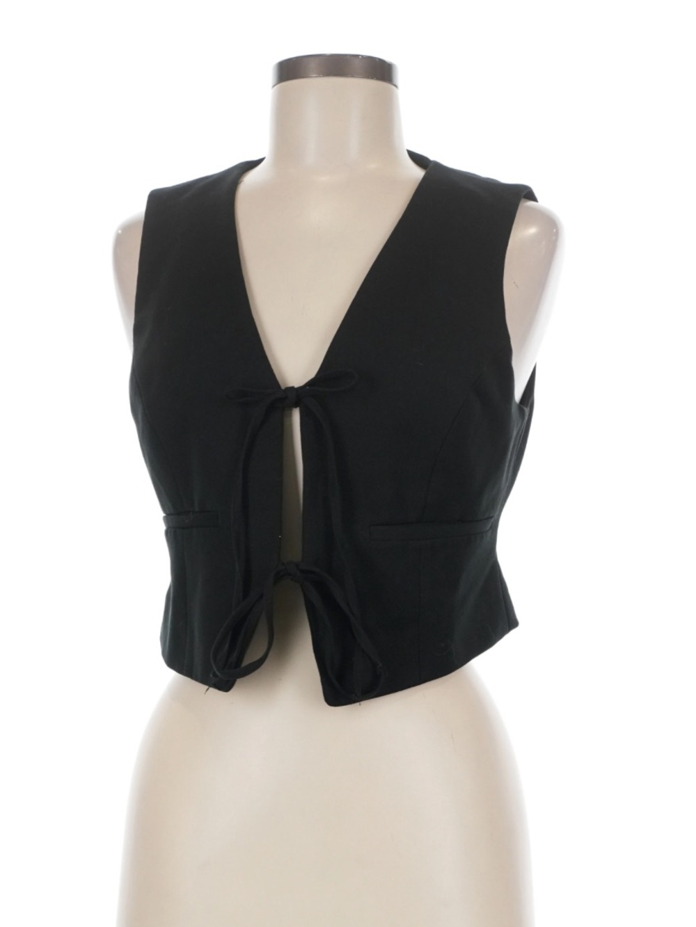 Nasty Gal Black Tie Front Vest